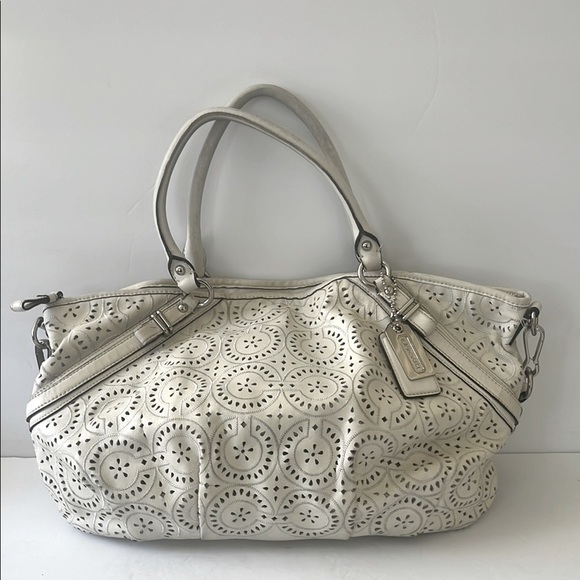 Coach Handbags - Coach Women’s Laser Cut Eyelet Leather Tote Bag Satchel Hand Bag Designer Purse